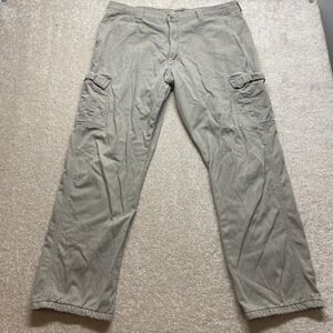 Wrangler Authentics Cargo Pants Mens 38x32 Gray‎ Fleece Lined Utility Outdoor